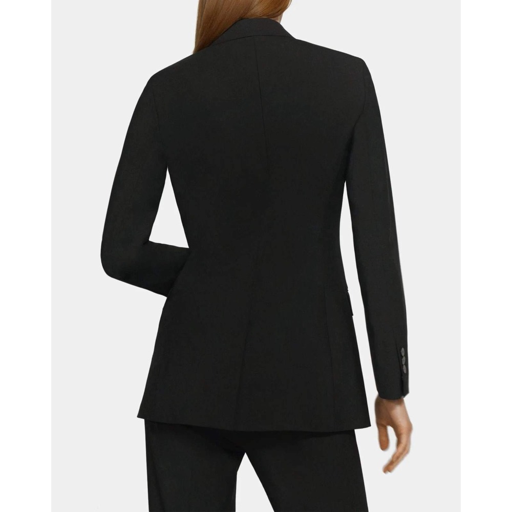 Theory Womens Black Double Breasted Wool Lycra Stretch Blazer Jacket Size 8 - Picture 2 of 14